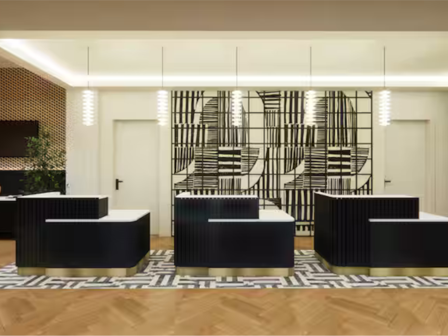 Modern reception area at the Doubletree by Hilton Sheffield City