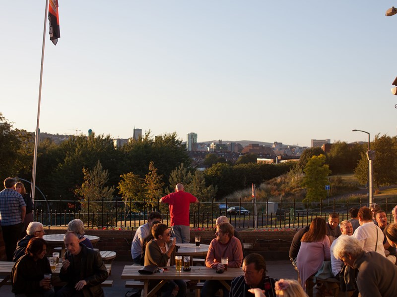 The beer garden at The Brothers Arms.