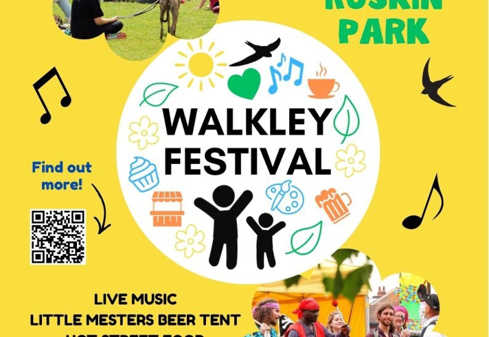 Bright yellow poster for the event.