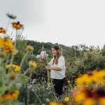 A woman working in an allotment.