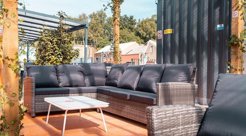 Outdoor seating at Decks.