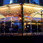 The exterior of Lavang at night.