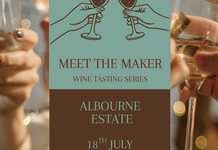 Poster for the event with an illustration of two hands holding glasses of wine.