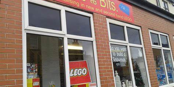 Exterior of the Bricks and Bits Toy Shop.