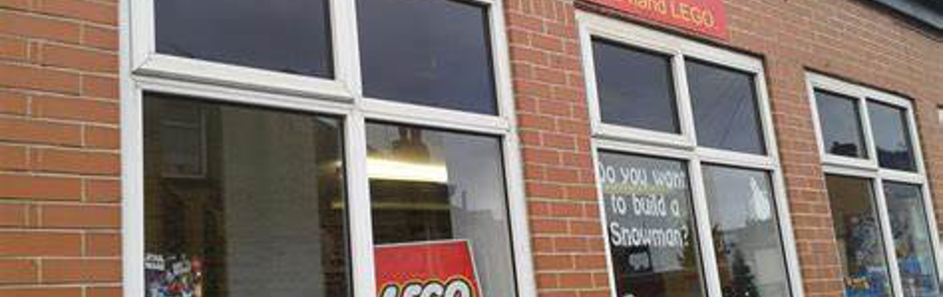 Exterior of the Bricks and Bits Toy Shop.