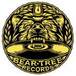 The Bear Tree Records logo, which features a stylised bear's head, wearing a Fez, with a record in its mouth with the words 'Bear Tree Records' underneath. The logo was designed and painted by Sheffield artist Tom J Newell.