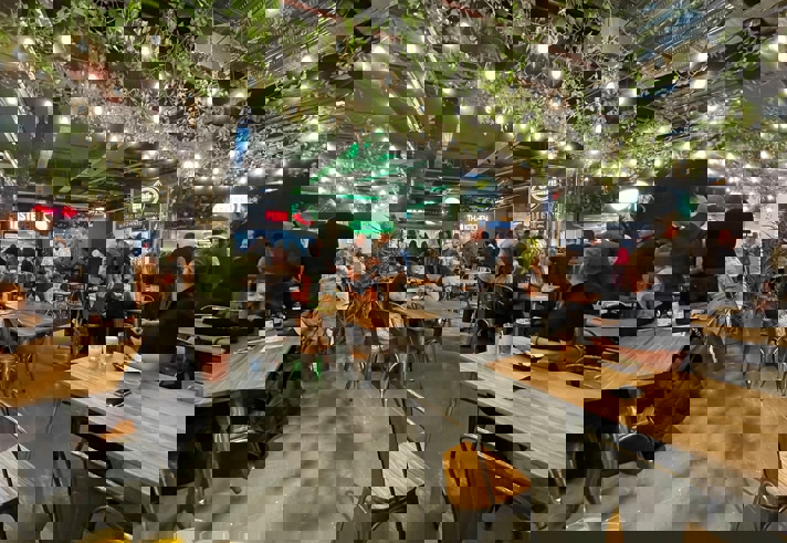 Inside the food hall Sheffield Plate  at Orchard Square in Sheffield city centre.