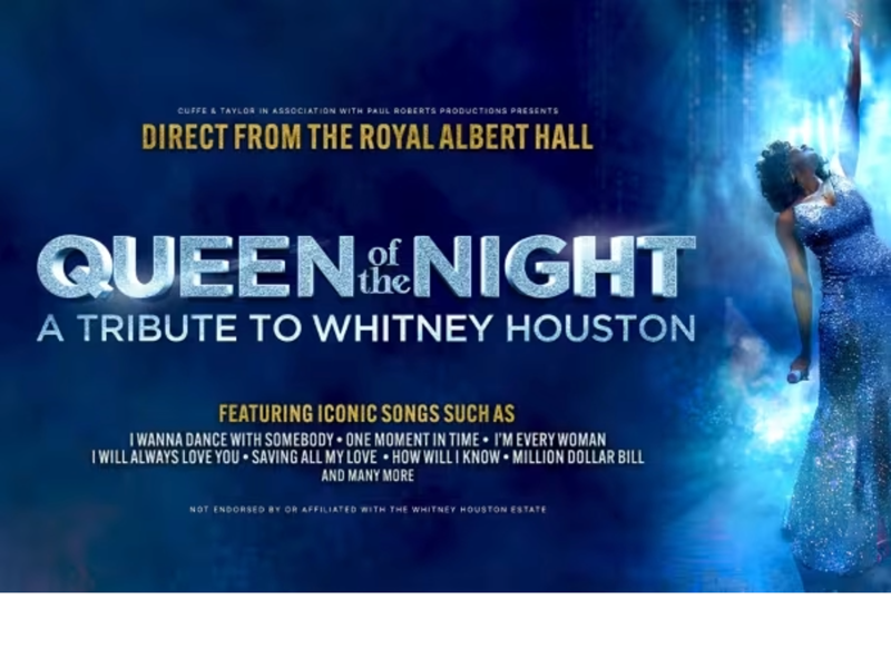 Promotional poster for the event, featuring the details and an image of Whitney Houston.