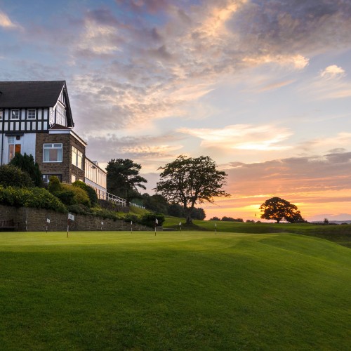 The club house at sunrise at Hallamshire Golf Club.