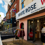 The exterior of the White Rose Recycled Fashion - Ladies shop.
