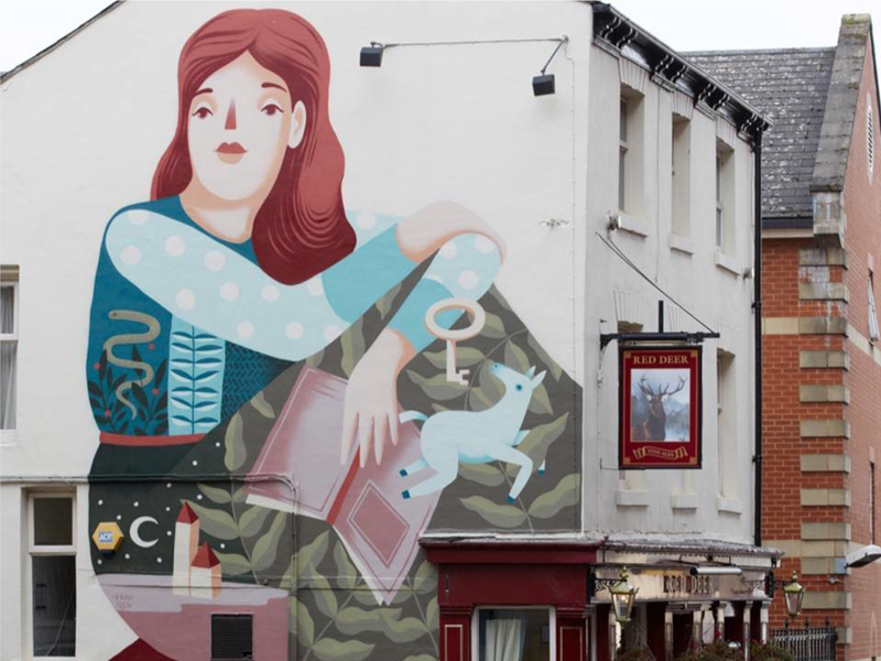 The exterior of The Red Deer.