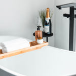 A free standing bathtub.