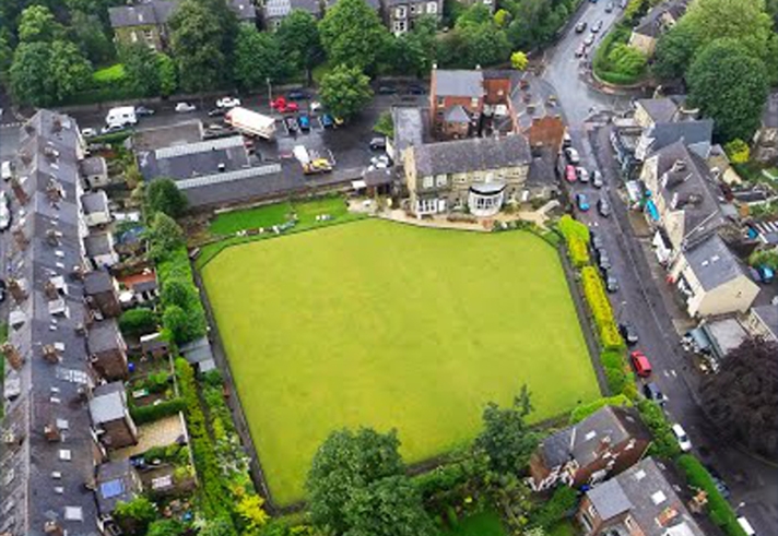 An areal shot of Nether Edge Bowling Club.