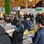 People looking through crates of records at a previous Moor Market Record Fair.