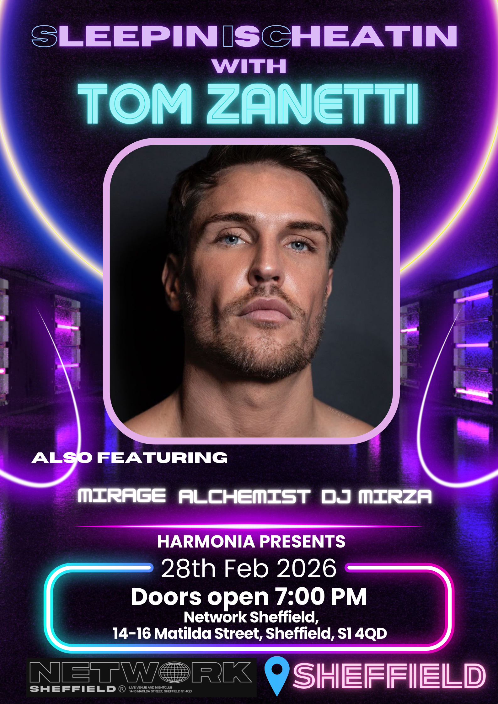 Poster for Sleepinischeatin with Tom Zanetti.