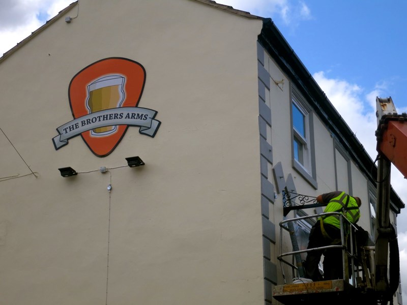 The exterior of The Brothers Arms.