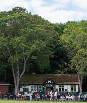 Endcliffe Park Cafe. In the distance is a busy cafe. 