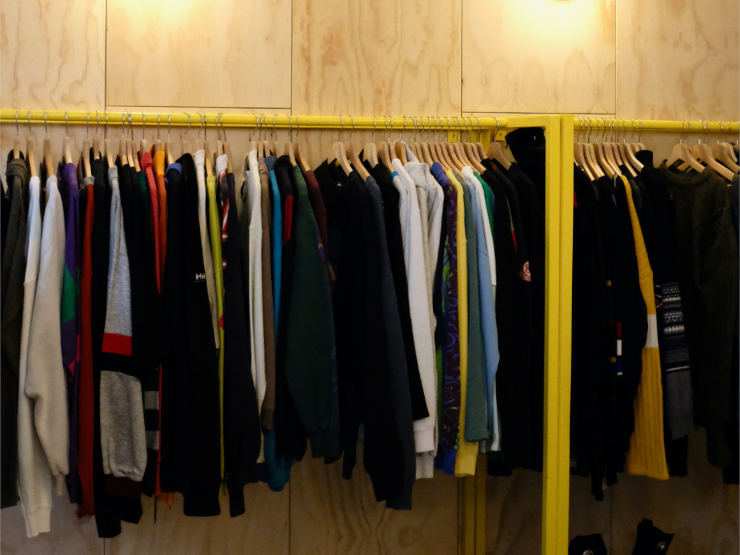 A rail of clothes in Good Good Vintage.