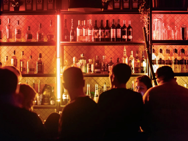 The bar at Peaks Sports Bar & Snooker Club.