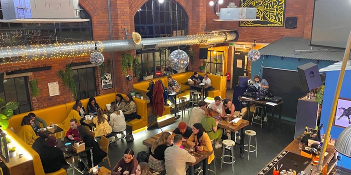 Interior of Piña, filled with customers.