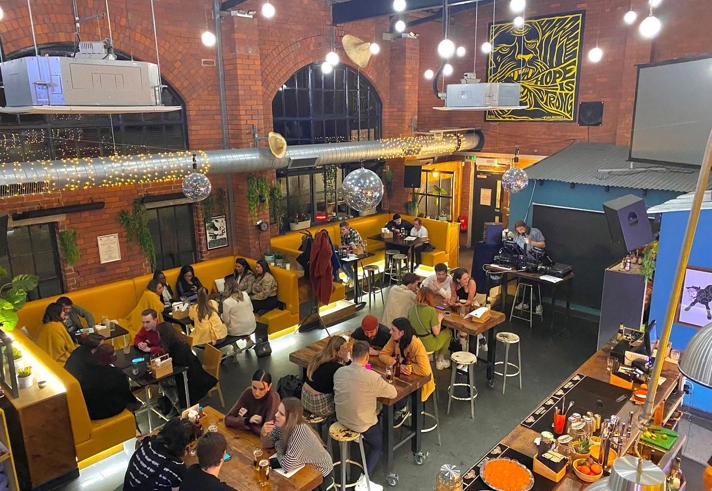 Interior of Piña, filled with customers.