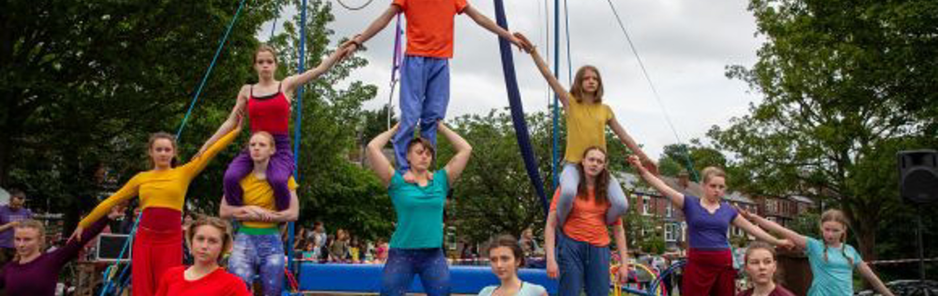 People practising circus skills at the Greentop Community Circus Centre.