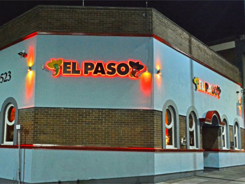 The exterior of El Paso at night.