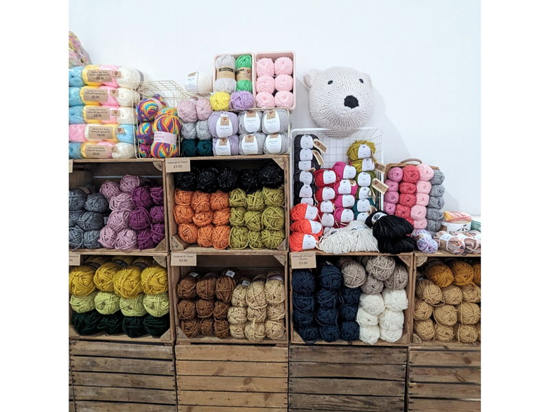 A wool stall in the Red Brick Market.