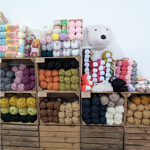 A wool stall in the Red Brick Market.