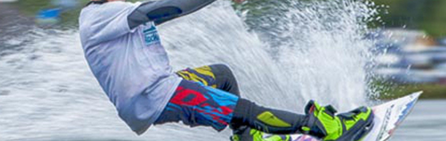 A person water skiing on a lake.