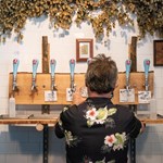A man pulling a pint at The Brewery of St Mars of the Desert.