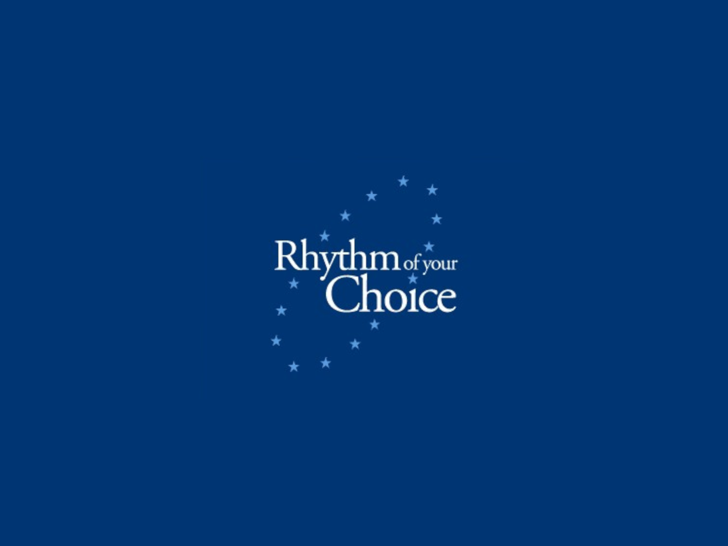 The Rhythm of your Choice logo on a blue background.
