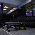 Weights benches at the Goodwin Sports Centre.