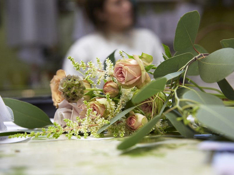 Flowers being prepared at Plantology .